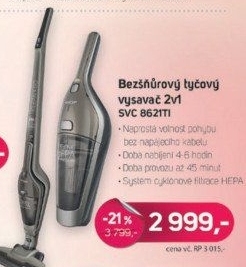 SVC 8621TI tyčový vysavač 2 v 1SENCOR