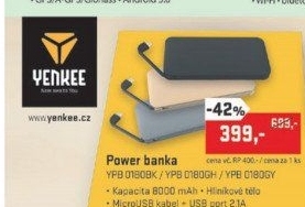 YPB 0180BK Power bank 8000mAh YENKEE