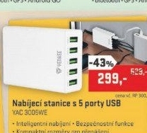 YAC 3005WE USB nabiječka 5port 8A YENKEE