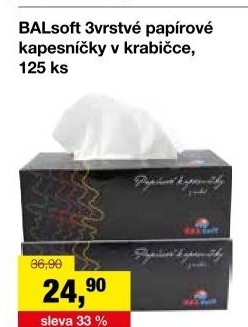 Papírové kapesníčky 3vrstvé Bal Soft - box