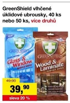 Úklidové vlhčené ubrousky na povrchy z nerezové oceli Green Shield