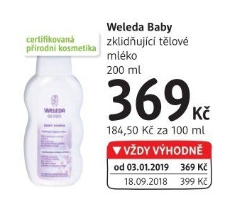 Tělové mléko zklidňující Baby Weleda