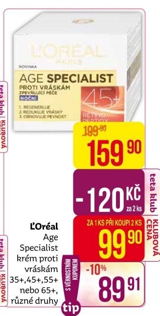 Krém pleťový proti vráskám Age Specialist L'