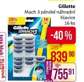Náhradní hlavice pánské Mach 3 Gillette