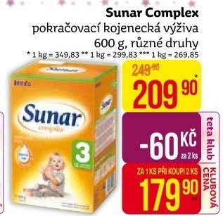 Kojenecké mléko Sunar Complex
