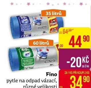 Zatahovací pytle na odpadky 35 l Fino