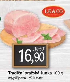 Šunka pražská nejvyšší jakosti LE&amp