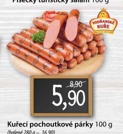 Párky kuřecí pochoutkové Vodňanské kuře