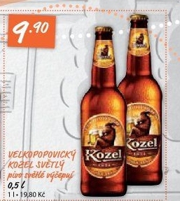 Pivo světlé výčepní 10°Velkopopovický Kozel