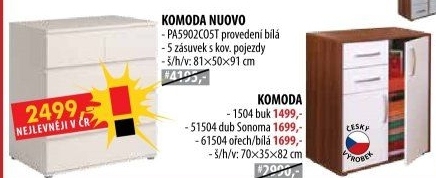 Komoda 3+2 zásuvky NUOVO bílá