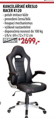 Kancelářské křeslo RACER černá/bílá