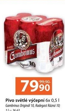Pivo světlé výčepní Originál 10° Gambrinus