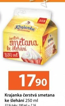 Smetana ke šlehání Krajanka 33%