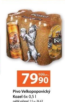 Pivo světlé výčepní 10°Velkopopovický Kozel