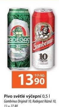 Pivo světlé výčepní Originál 10° Gambrinus