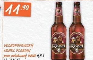 Pivo polotmavý ležák Florian Velkopopovický Kozel