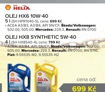 Motorový olej 10 W - 40 Helix HX6 Shell