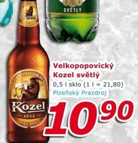 Pivo světlé výčepní 10°Velkopopovický Kozel