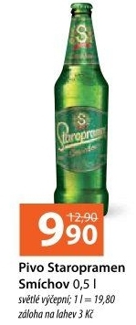 Pivo světlé výčepní 10° Smíchov Staropramen