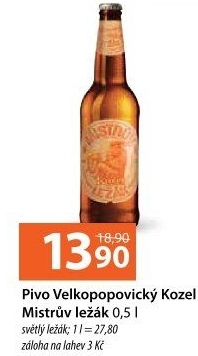 Pivo Mistrův světlý ležák Velkopopovický Kozel