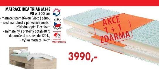 Matrace s potahem IDEA TRIAN 90x200x14 - Akce 1+1 ZDARMA