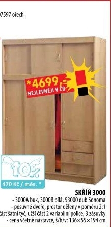 Skříň s posuvnými dveřmi 3000