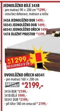 Jednolůžko 343 bílá 90x200