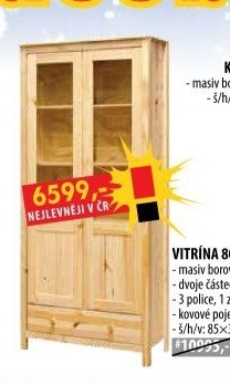 Vitrína 2 dveře + 1 zásuvka TORINO