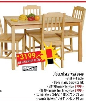 Stůl + 4 židle 8849 lak