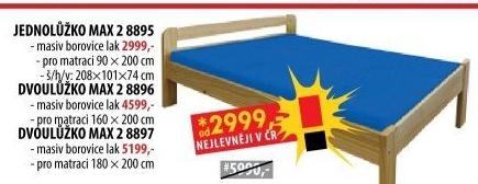Jednolůžko MAX 2 - 90x200 lak