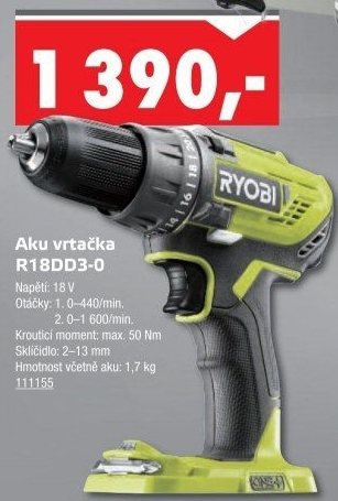 Aku vrtačka Ryobi R18DD3-0