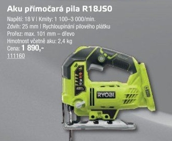 Aku přímočará pila Ryobi R18JS0