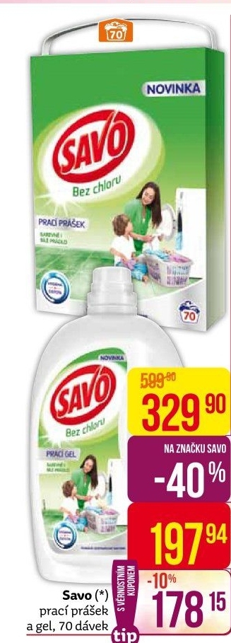 Prací prášek bez chloru Savo