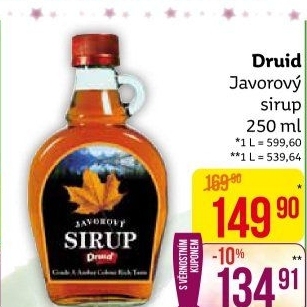 Javorový sirup Druid