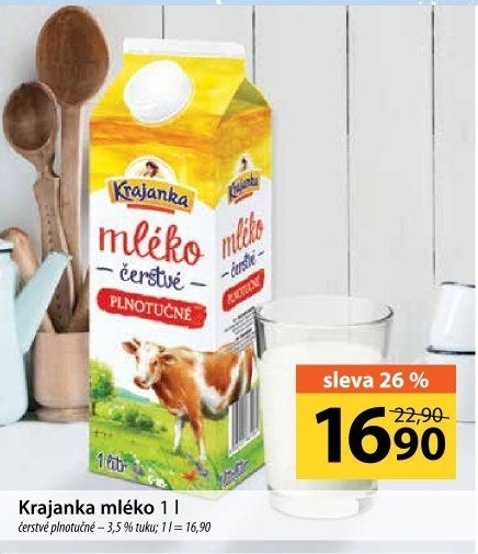 Mléko čerstvé Krajanka - 3,5% plnotučné