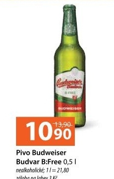 Nealkoholické pivo B:Free Budweiser Budvar