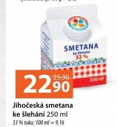 Smetana ke šlehání Jihočeská Madeta 33%