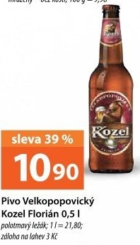 Pivo polotmavý ležák Florian Velkopopovický Kozel
