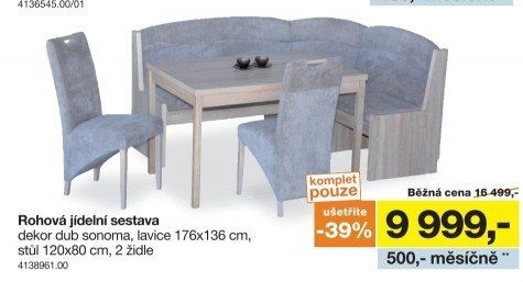 Rohová jídelní sestava MOLDAU šedá
