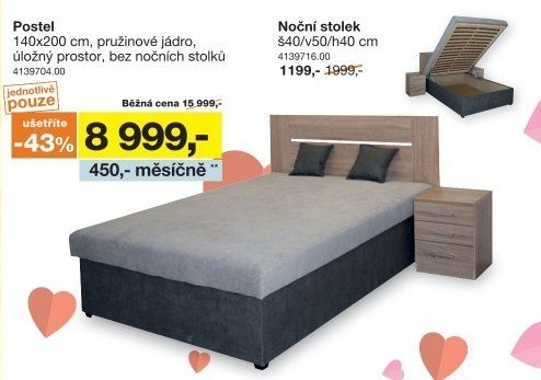 Postel PETRA šedá