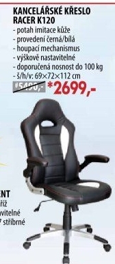 Kancelářské křeslo RACER černá/bílá
