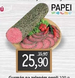 Salám Gurmán v zeleném pepři Lahůdky Papei