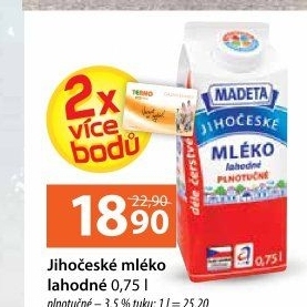 Mléko lahodné Jihočeské Madeta - 3,5% plnotučné