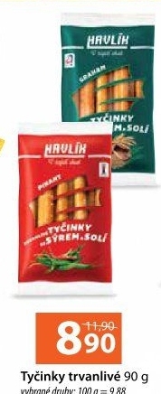 Tyčinky trvanlivé se sýrem a solí Havlík