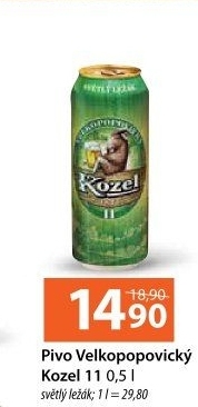 Pivo světlý ležák 11° Medium Velkopopovický Kozel