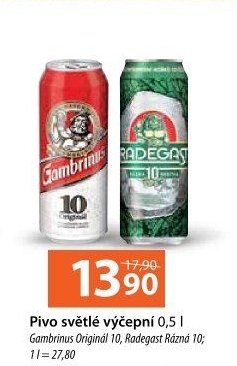 Pivo světlé výčepní Originál 10° Gambrinus