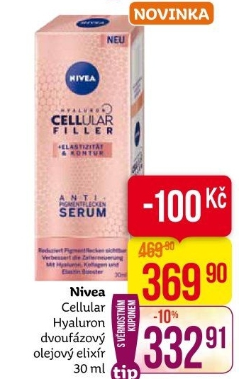 Dvoufázový olejový elixír Hyaluron Cellular Filler Nivea