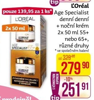 Balení krém denní a noční Age Specialist L'
