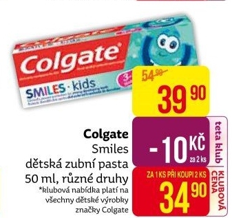 Pasta na zuby dětská Smiles Colgate