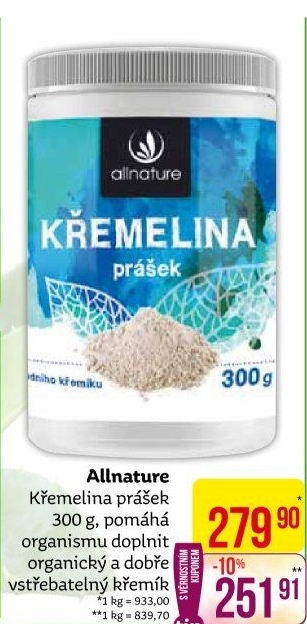 Křemelina prášek Allnature